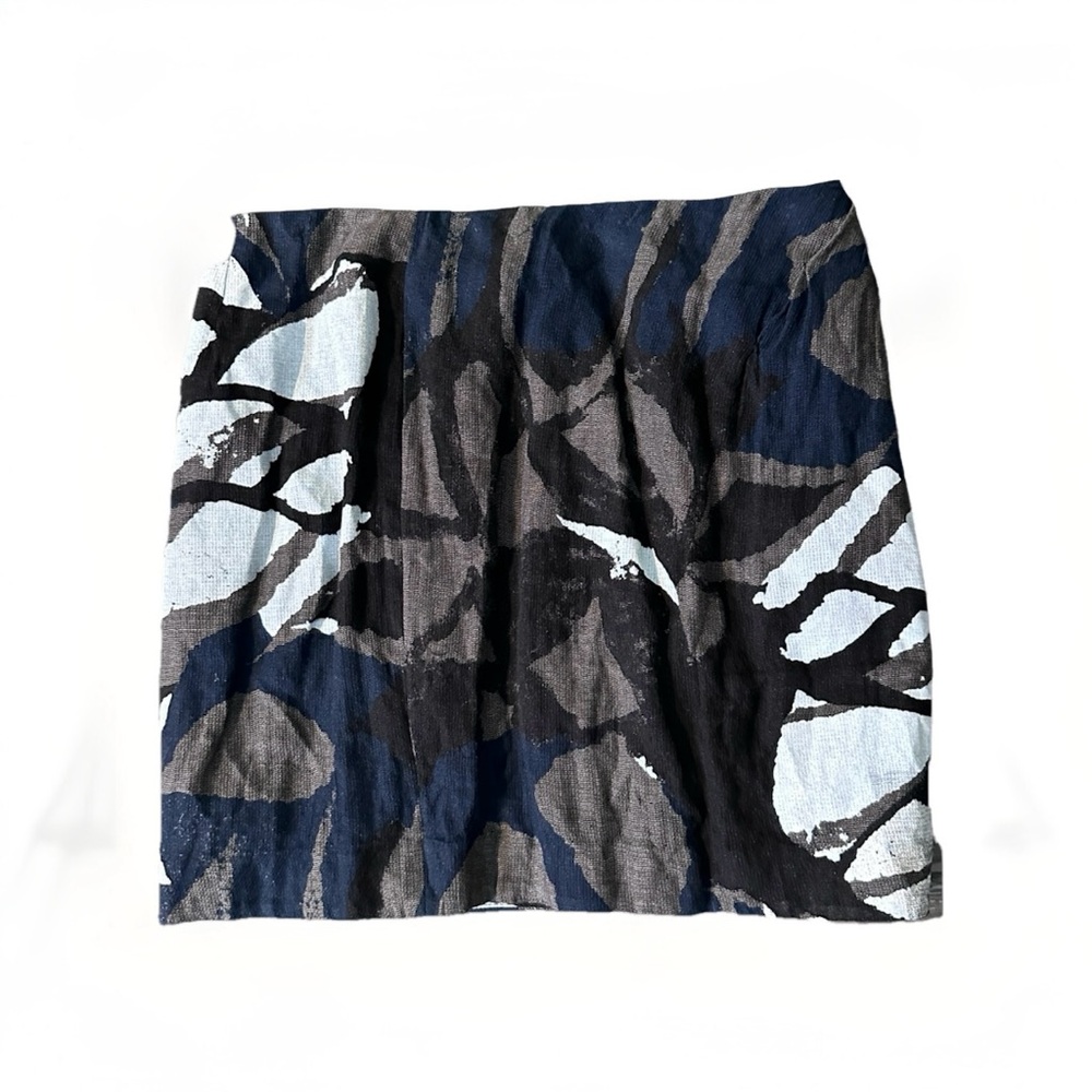 VINCE Size 6 Black White Blue‎ Abstract Print Zip Pencil Mini Skirt NWT $195